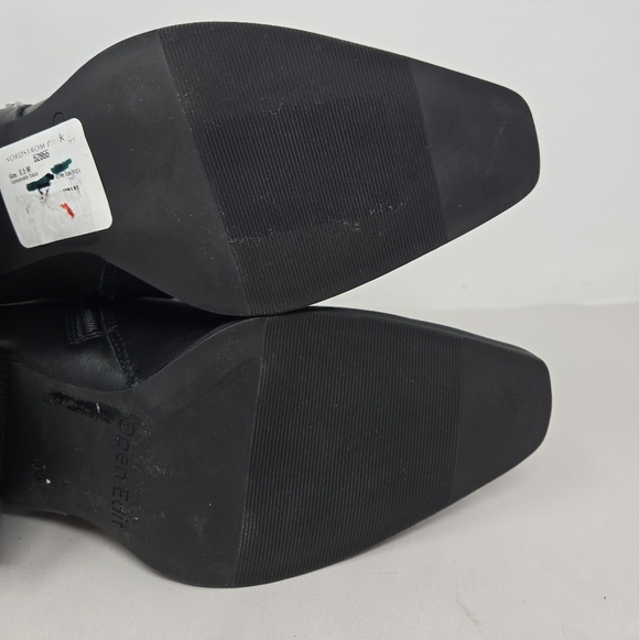 Open Edit Womens Enzo Western Flare Boots Sz 8.5M Black Leather Side Harness - Picture 7 of 11